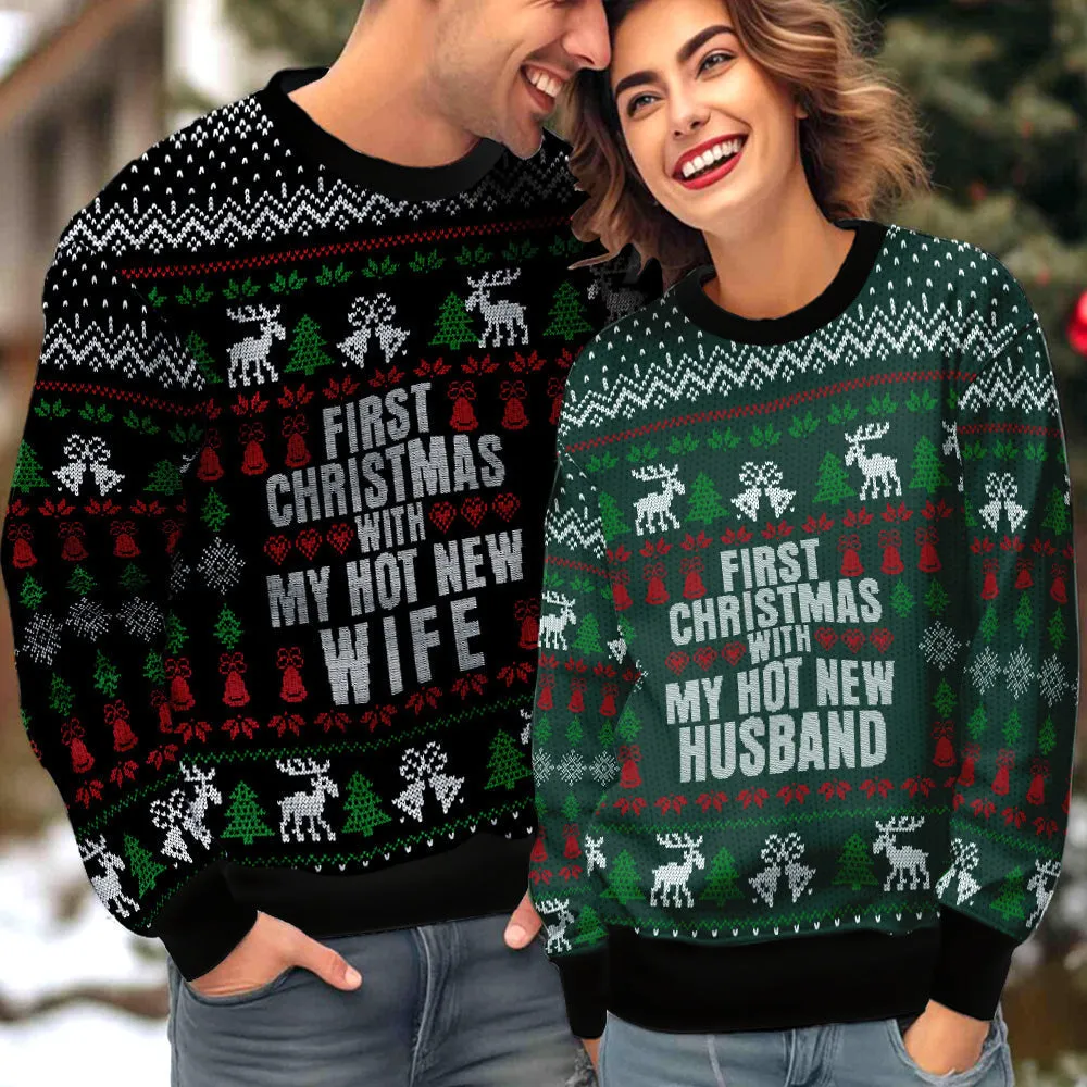 First Christmas Couple Ugly Christmas Sweater Christmas Gift Anniversary Sweater