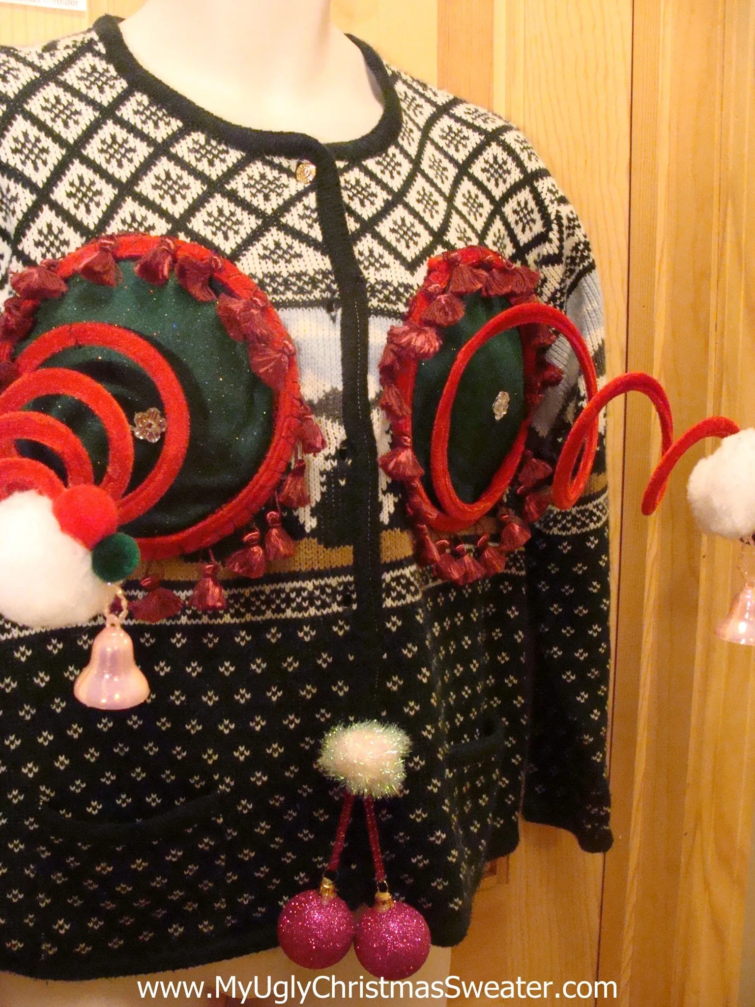 Funny Naughty Tacky Ugly Christmas Sweater 3D Balls