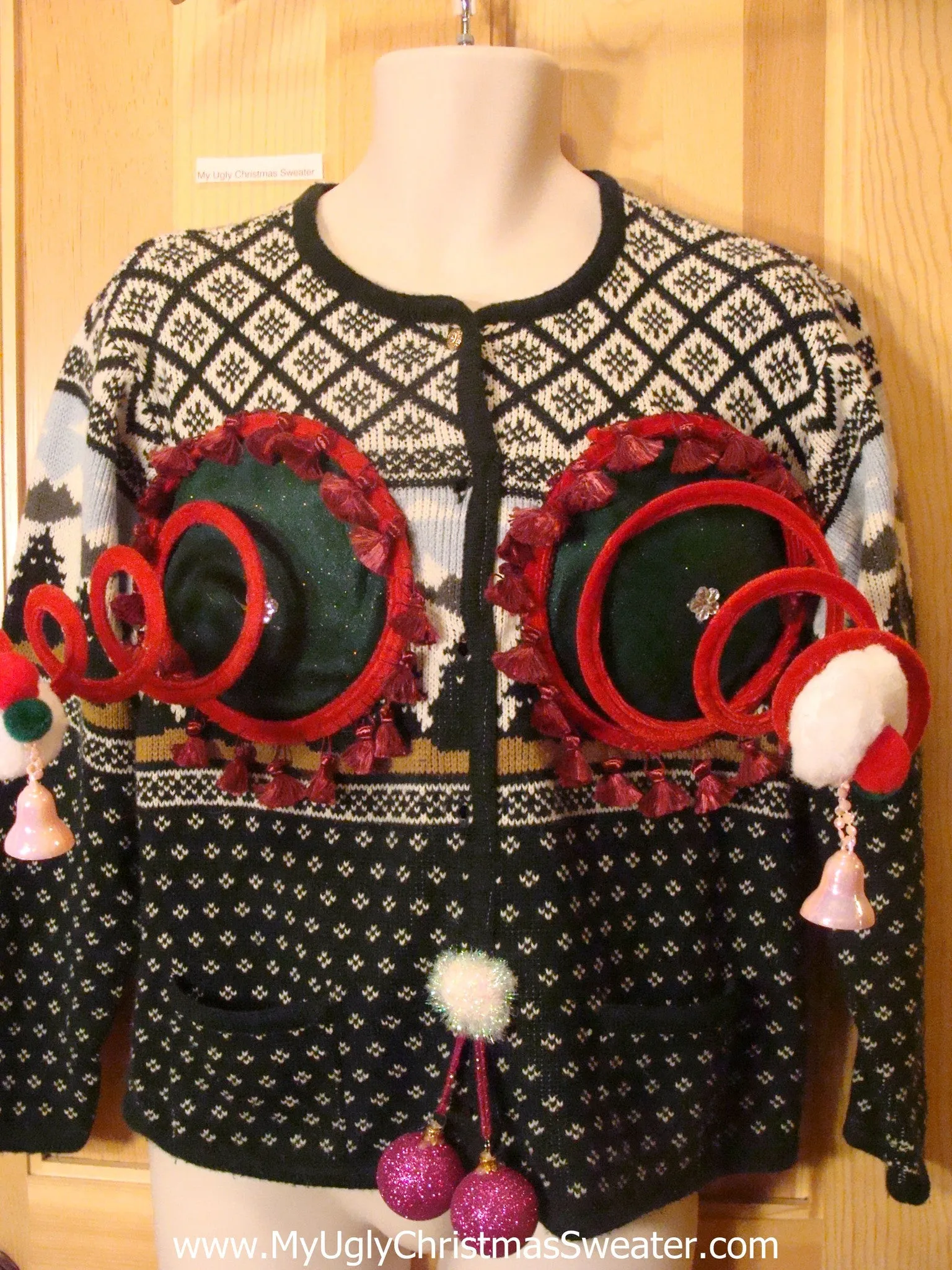 Funny Naughty Tacky Ugly Christmas Sweater 3D Balls