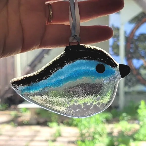 Fused Glass Suncatcher - Blue Bird