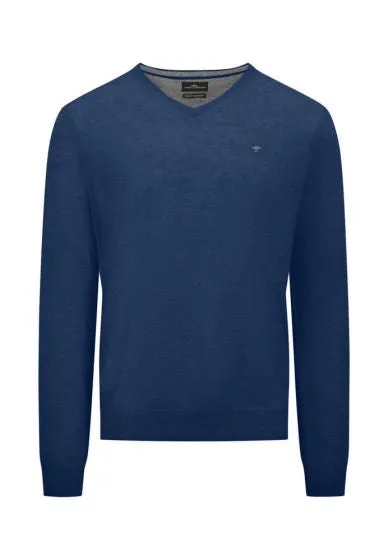 Fynch Hatton - V-Neck Sweater, Night Blue