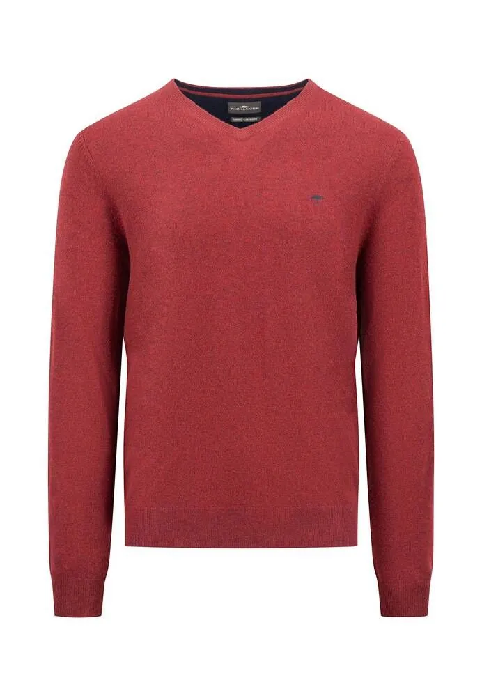 Fynch Hatton - V-Neck Sweater, Ruby Red