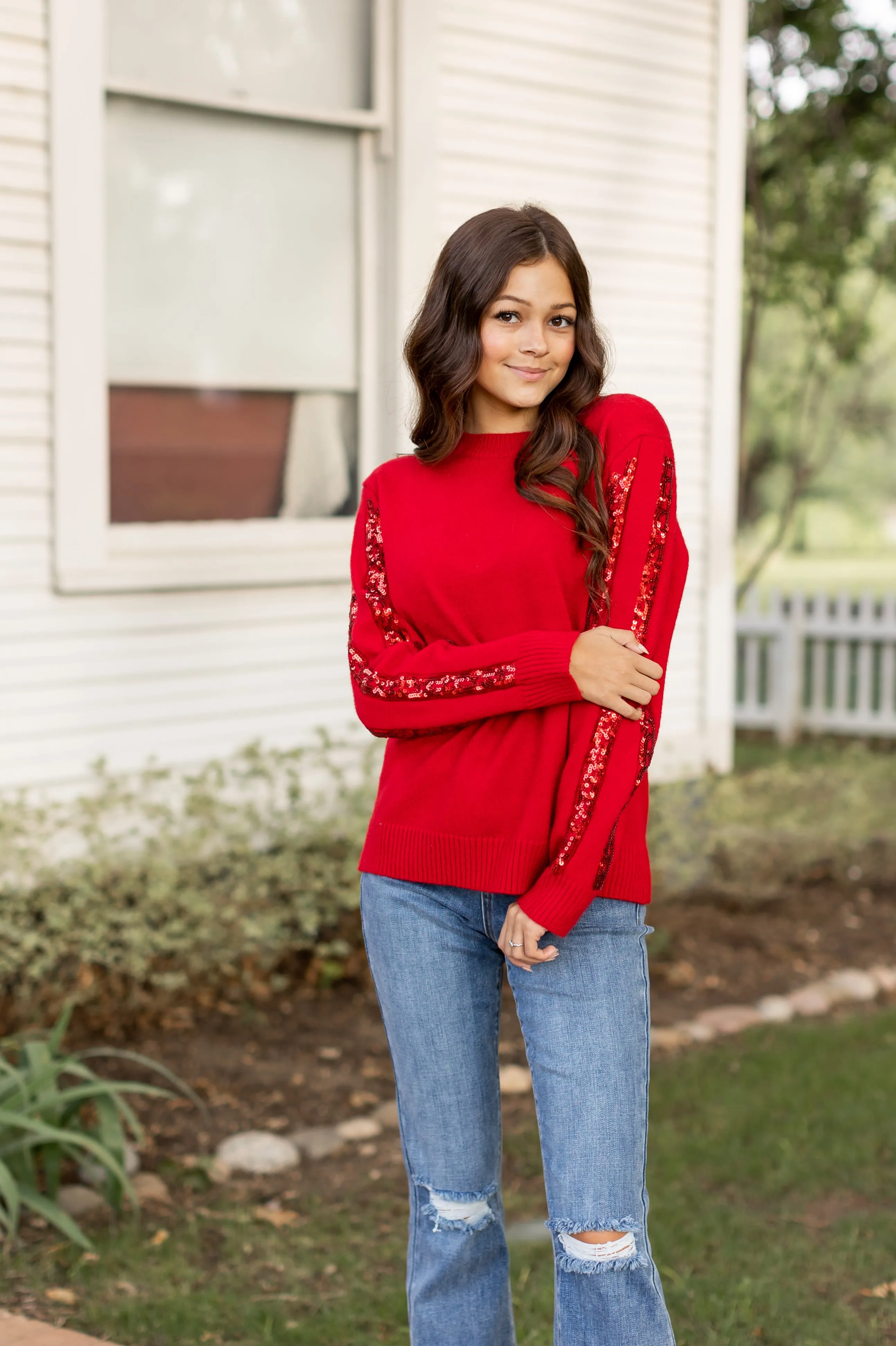 Garnet Glam Sequined Sweater