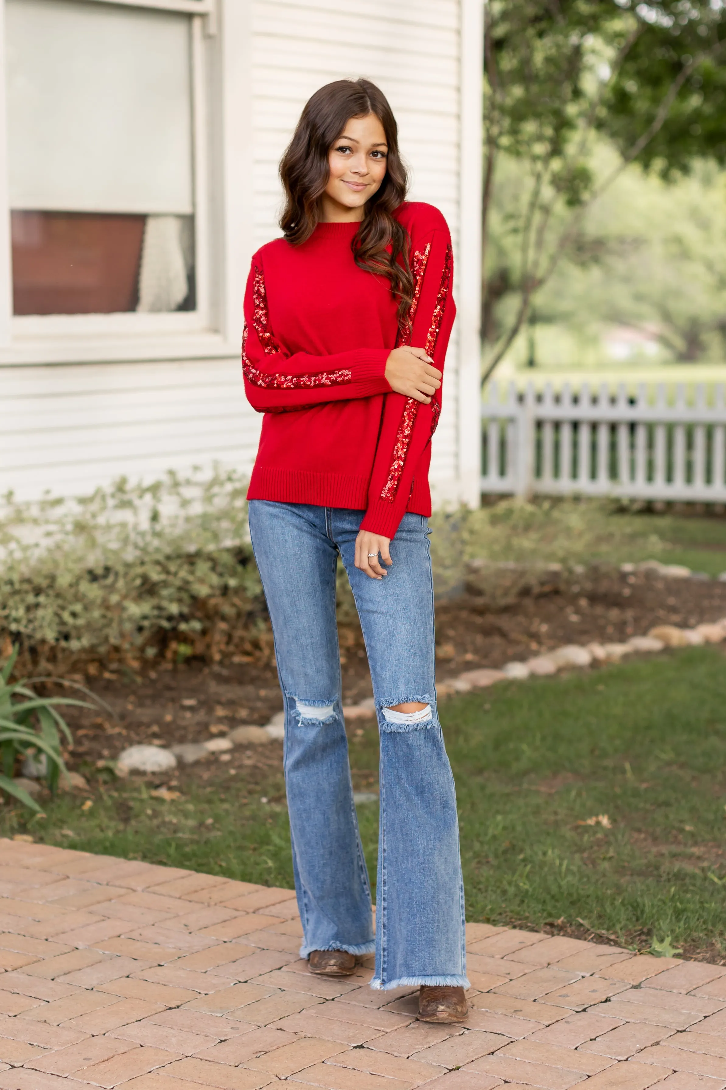 Garnet Glam Sequined Sweater