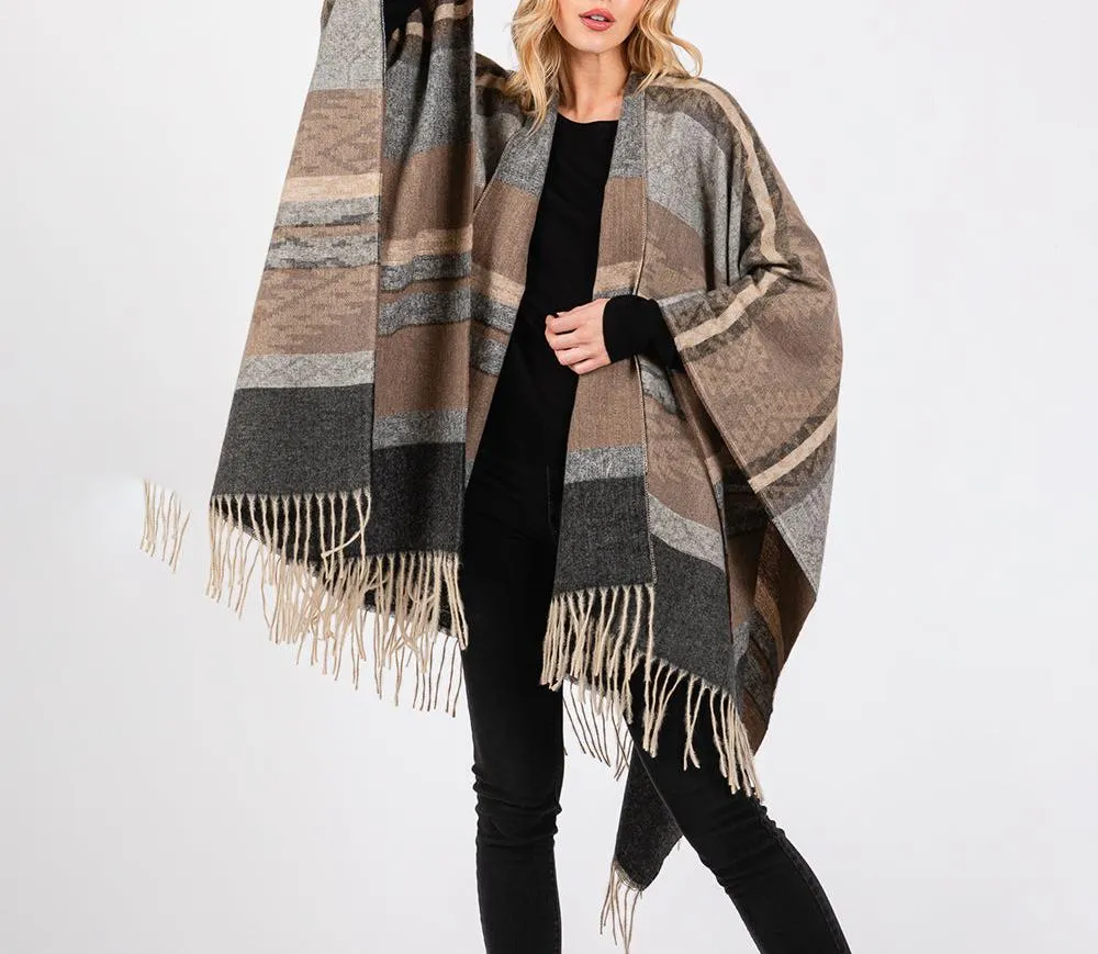 Gentle Embrace Western Print Poncho (Assorted)