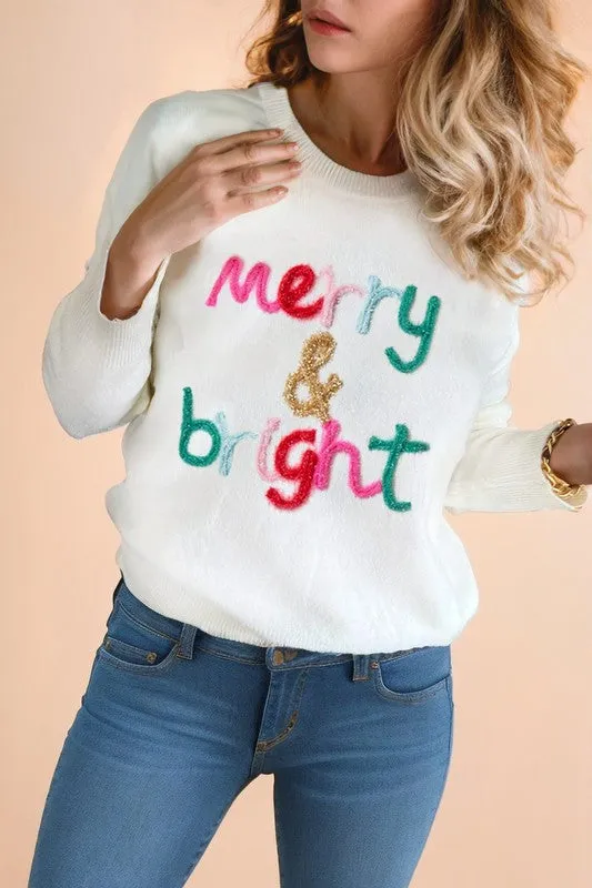 *Glitter Merry & Bright Round Neck Knit Sweater