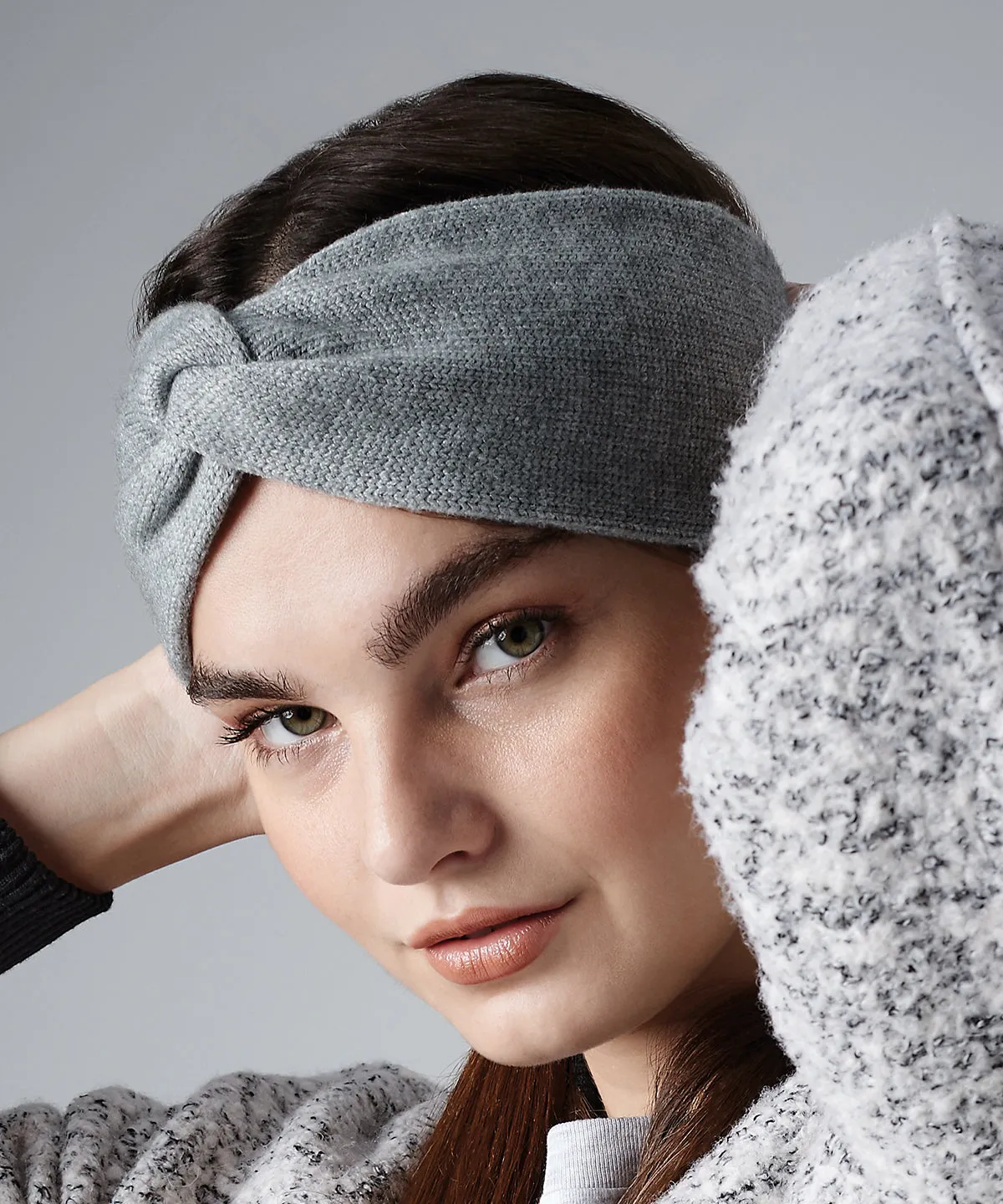 Grey Marl - Twist knit headband