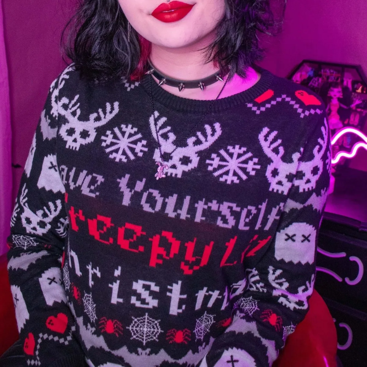 HAVE YOURSELF CREEPY LIL CHRISTMAS UGLY XMAS SWEATER