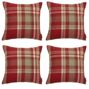 Heritage Red   White Tartan 43cm x 43cm Cushion Sets