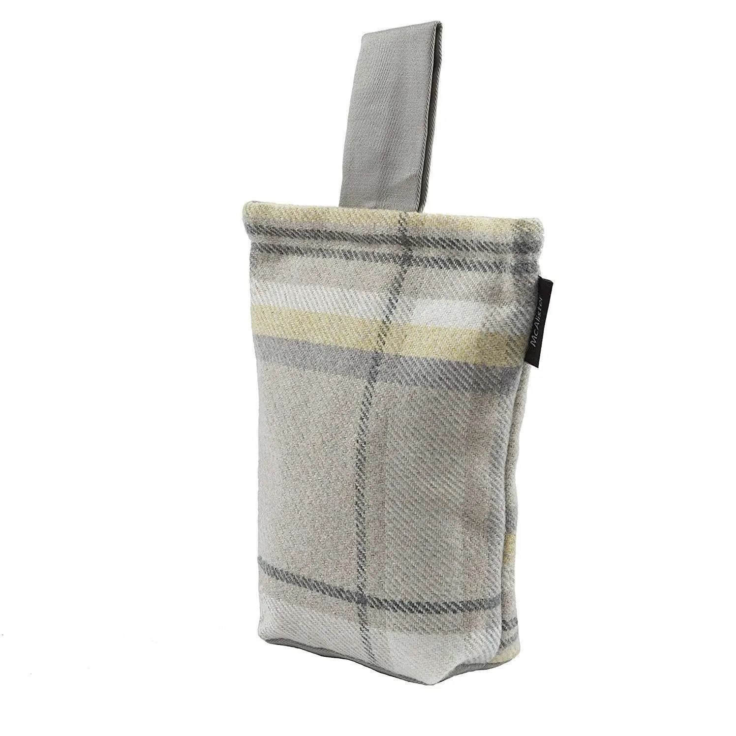 Heritage Tartan Mustard Yellow   Grey Fabric Door Stop