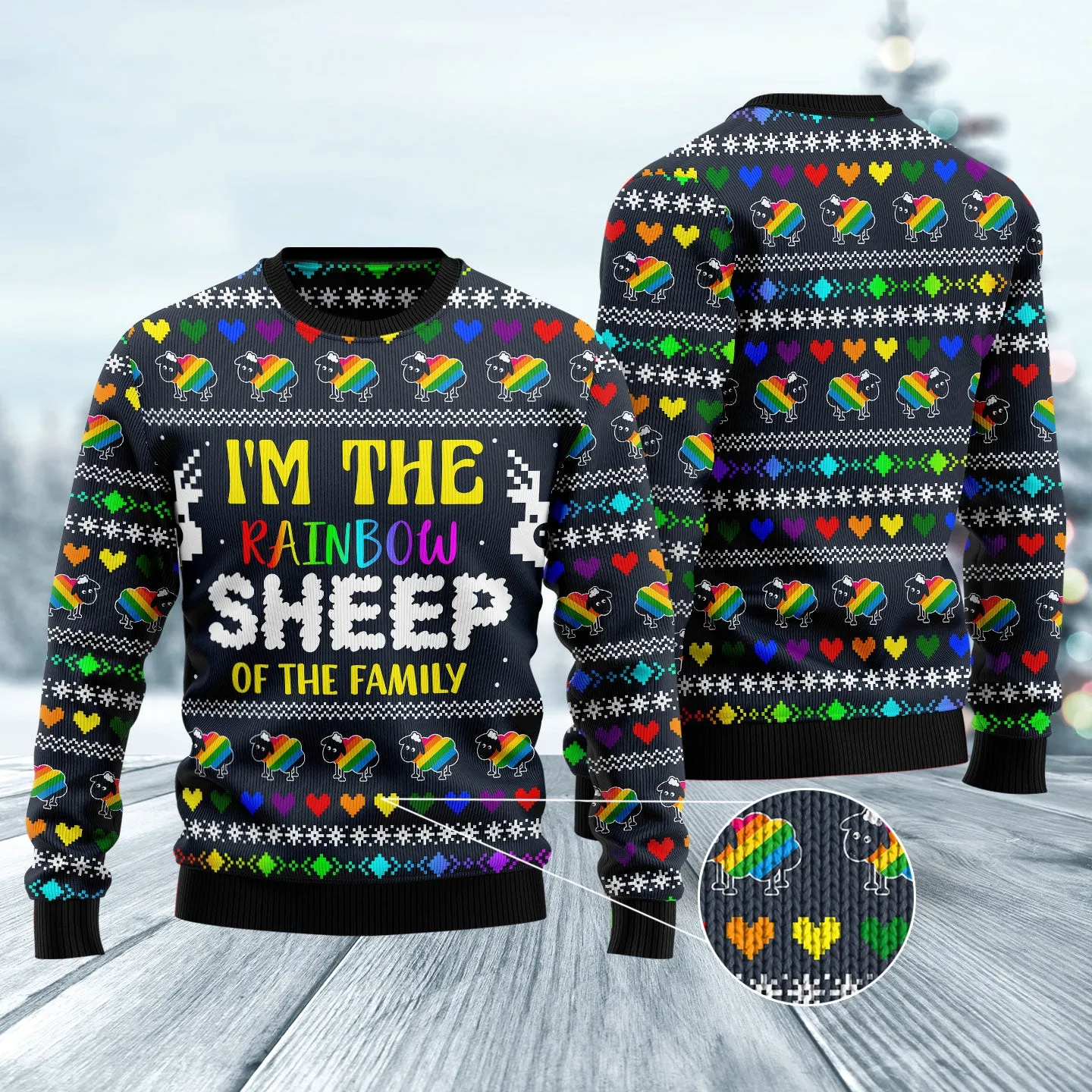 I Am The Rainbow Sheep Of Family Ugly Christmas Sweater, Pride LGBT 3D Sweater