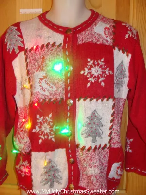 Ice Skating Themed Light Up Christmas Sweater