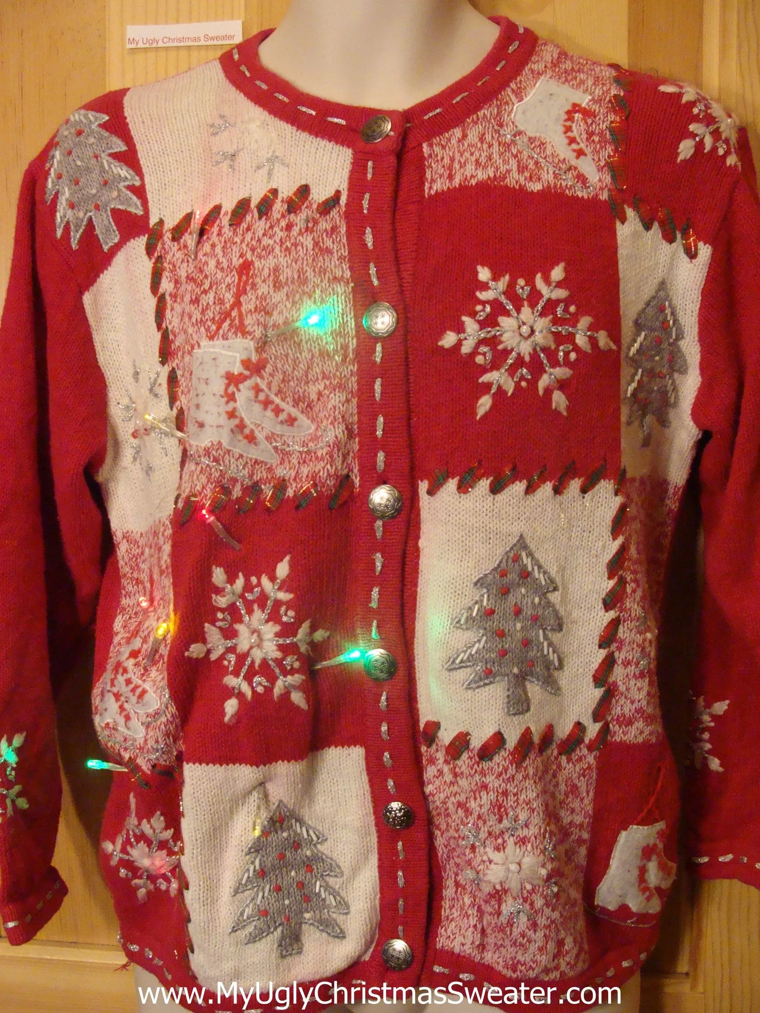 Ice Skating Themed Light Up Christmas Sweater