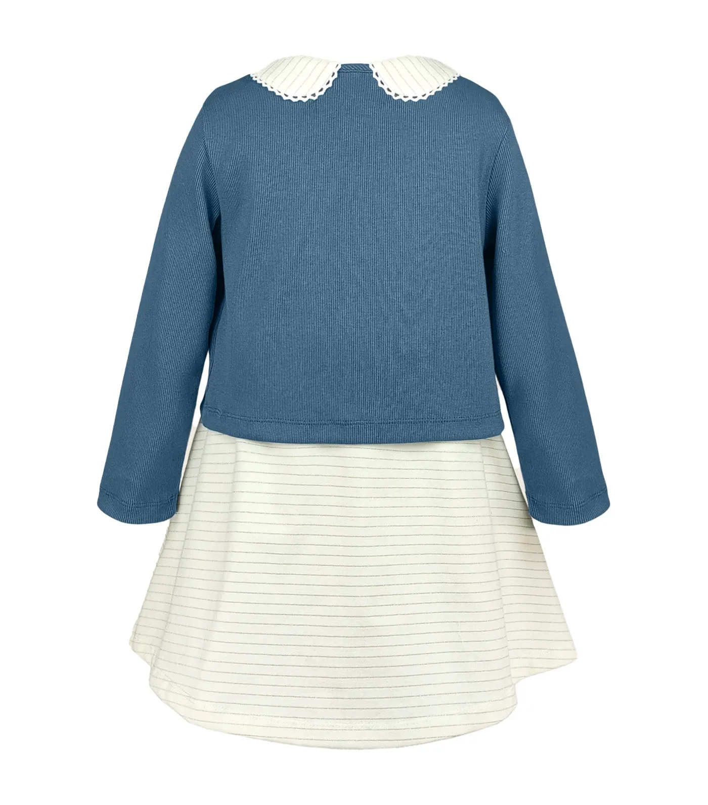 Ivoree Girls Ivory Dress and Cardigan Set Teal