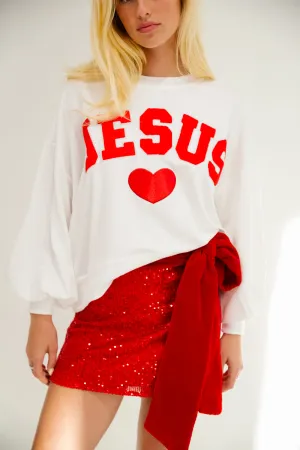 JESUS HEART WHITE PULLOVER