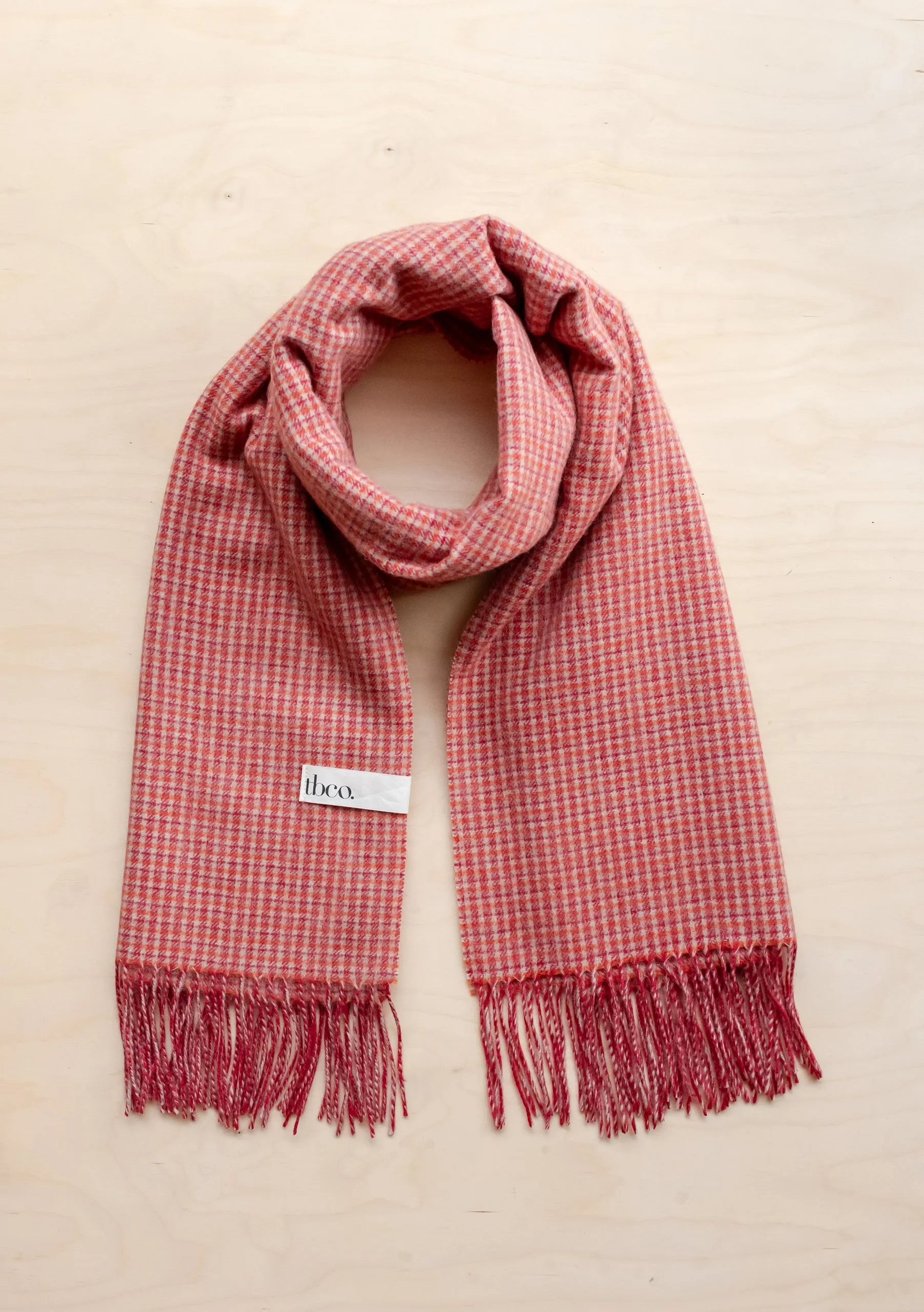 Lambswool Blanket Scarf in Berry Textured Check