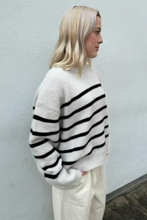 Leveté Perle Cream Noir Stripe Sweater