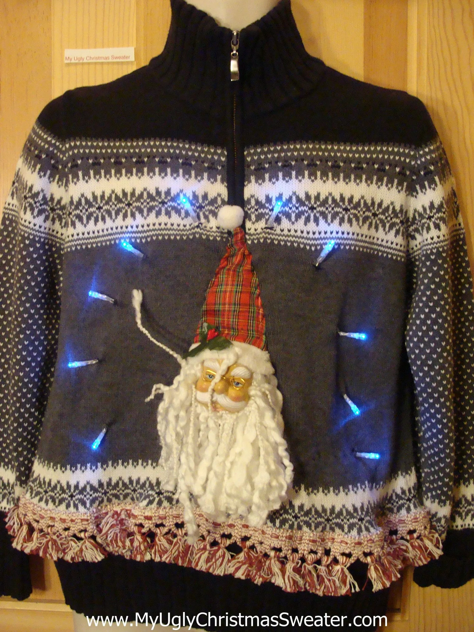 Light Up Nordic Christmas Sweater 3D Horrible Santa