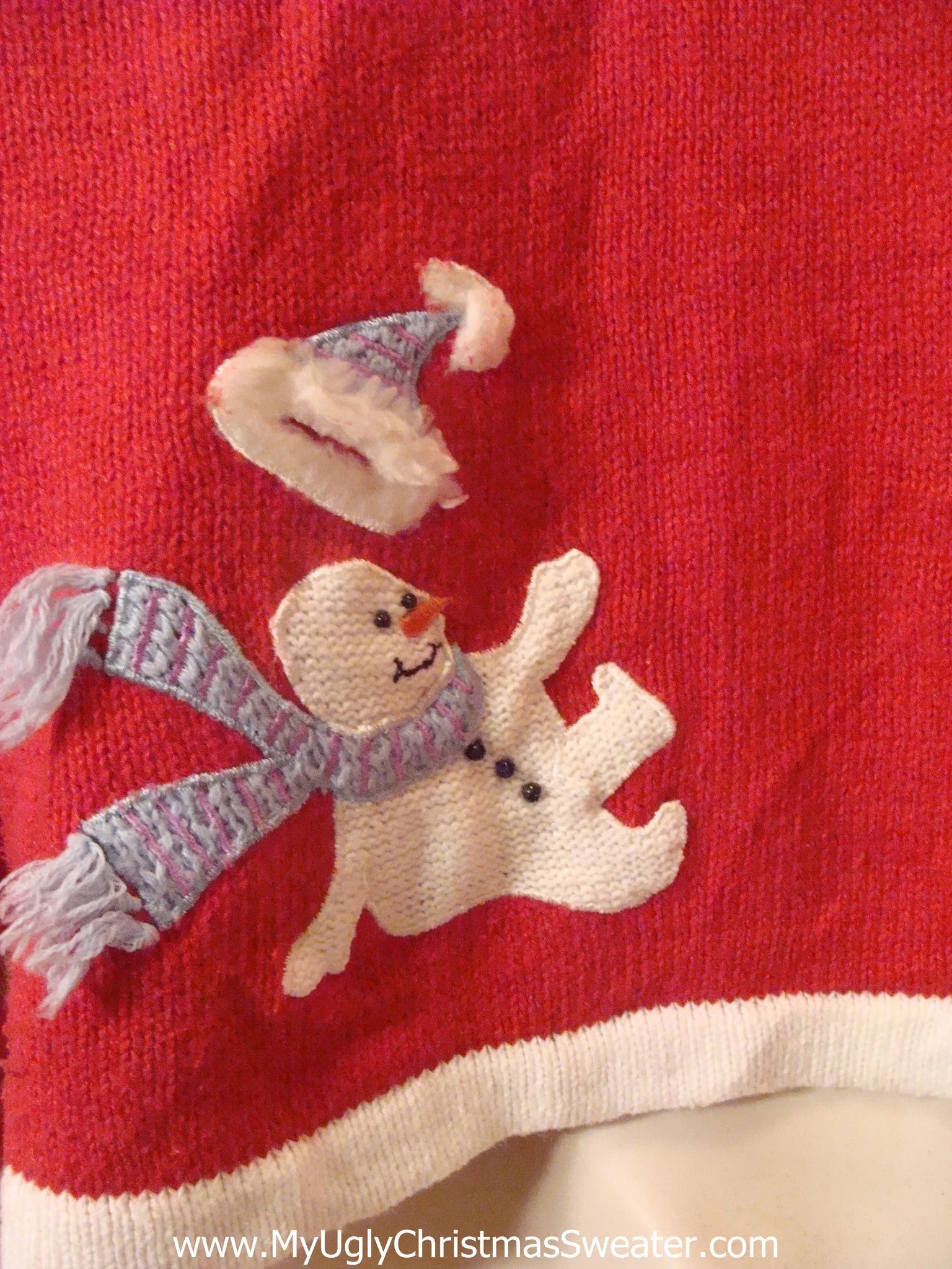 Light Up Red Ugly Xmas Sweater with Dancing Snowmen