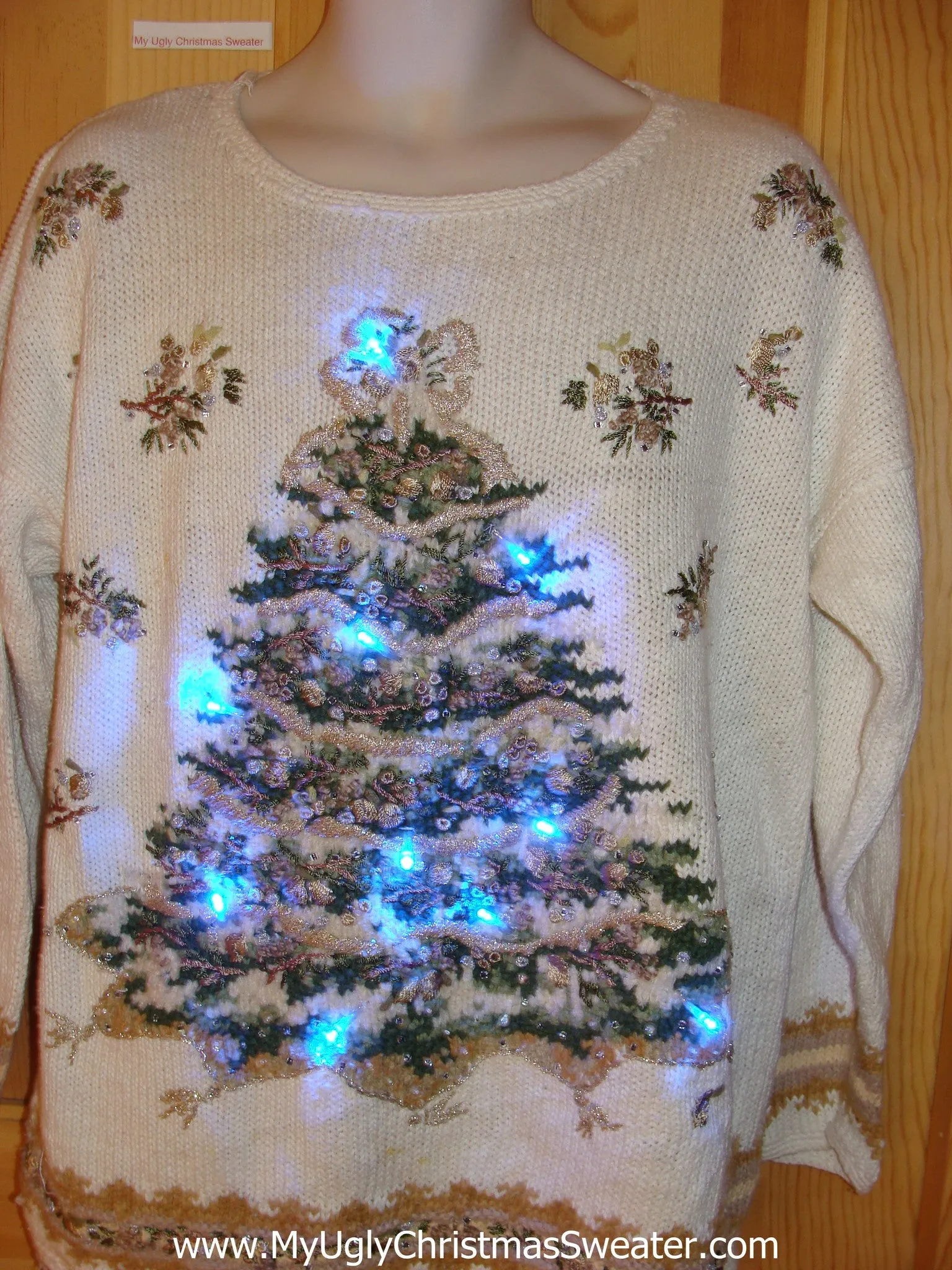 Light Up Ugly Christmas Sweater 80s with Huge Tree