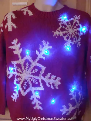 Light Up Ugly Xmas Sweater Nordic Snowflakes 2sided