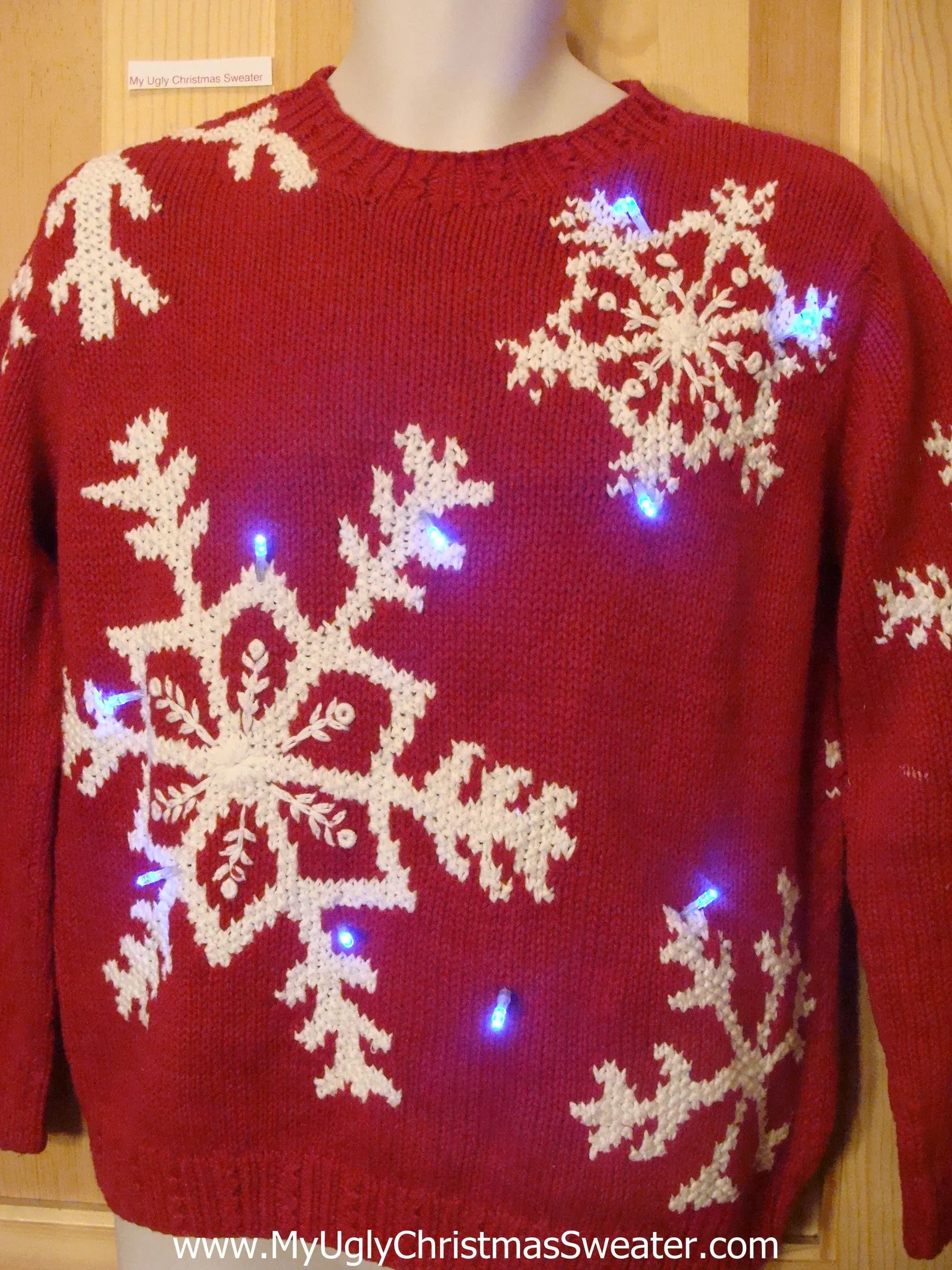 Light Up Ugly Xmas Sweater Nordic Snowflakes 2sided