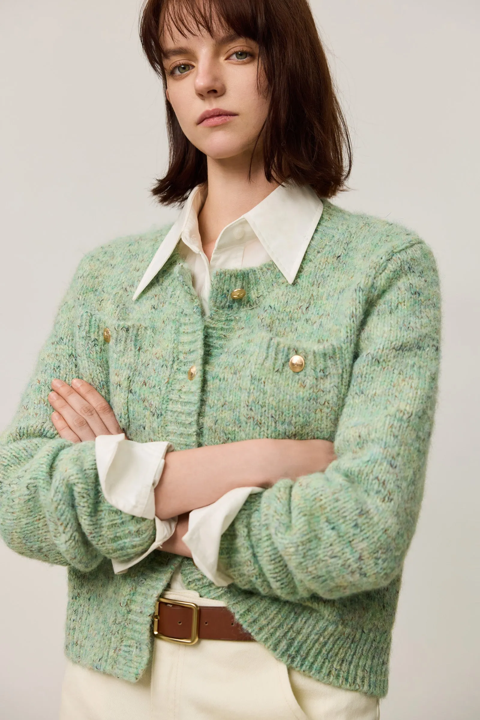 LILY Tweed Textured Knit Cardigan Jacket