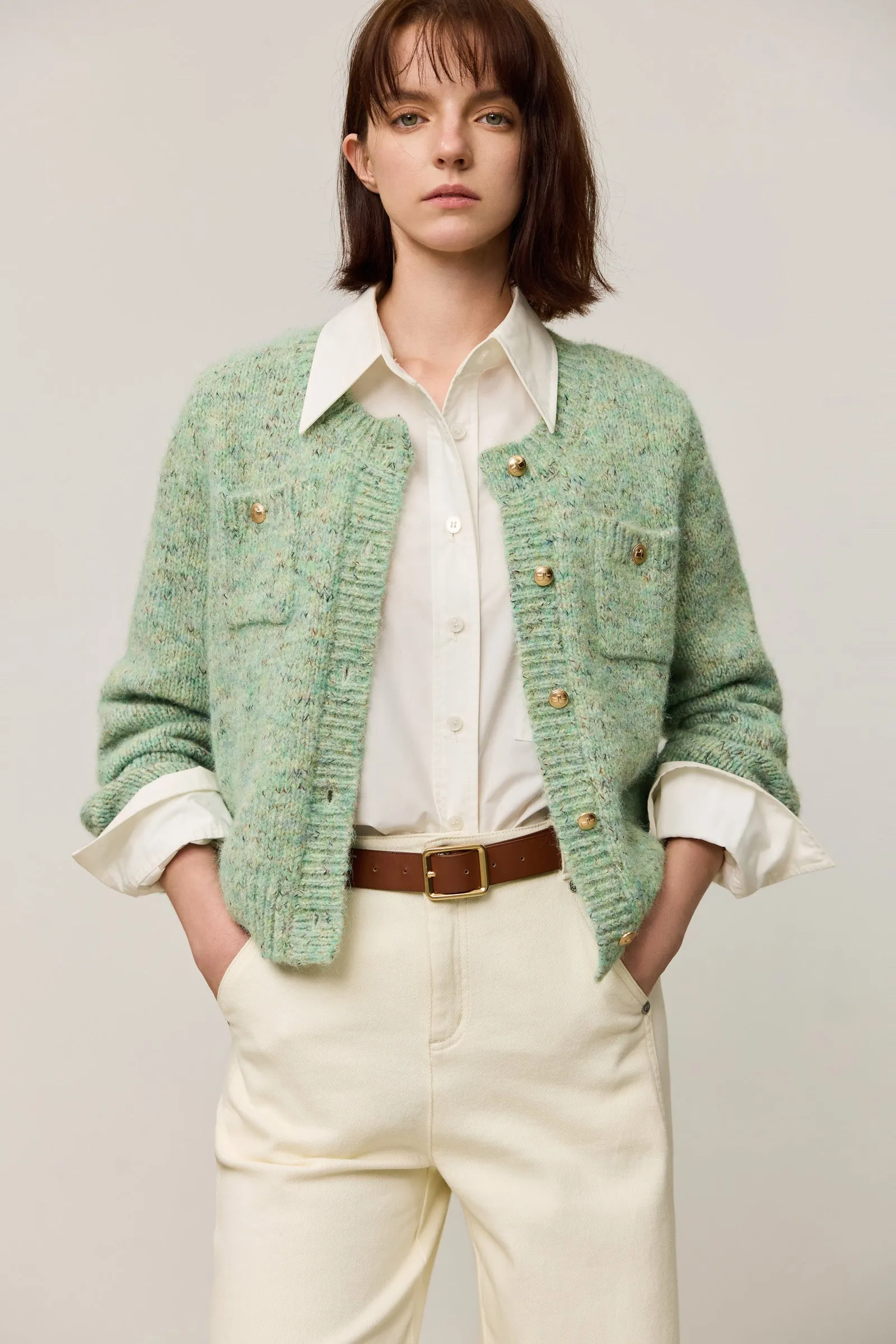 LILY Tweed Textured Knit Cardigan Jacket