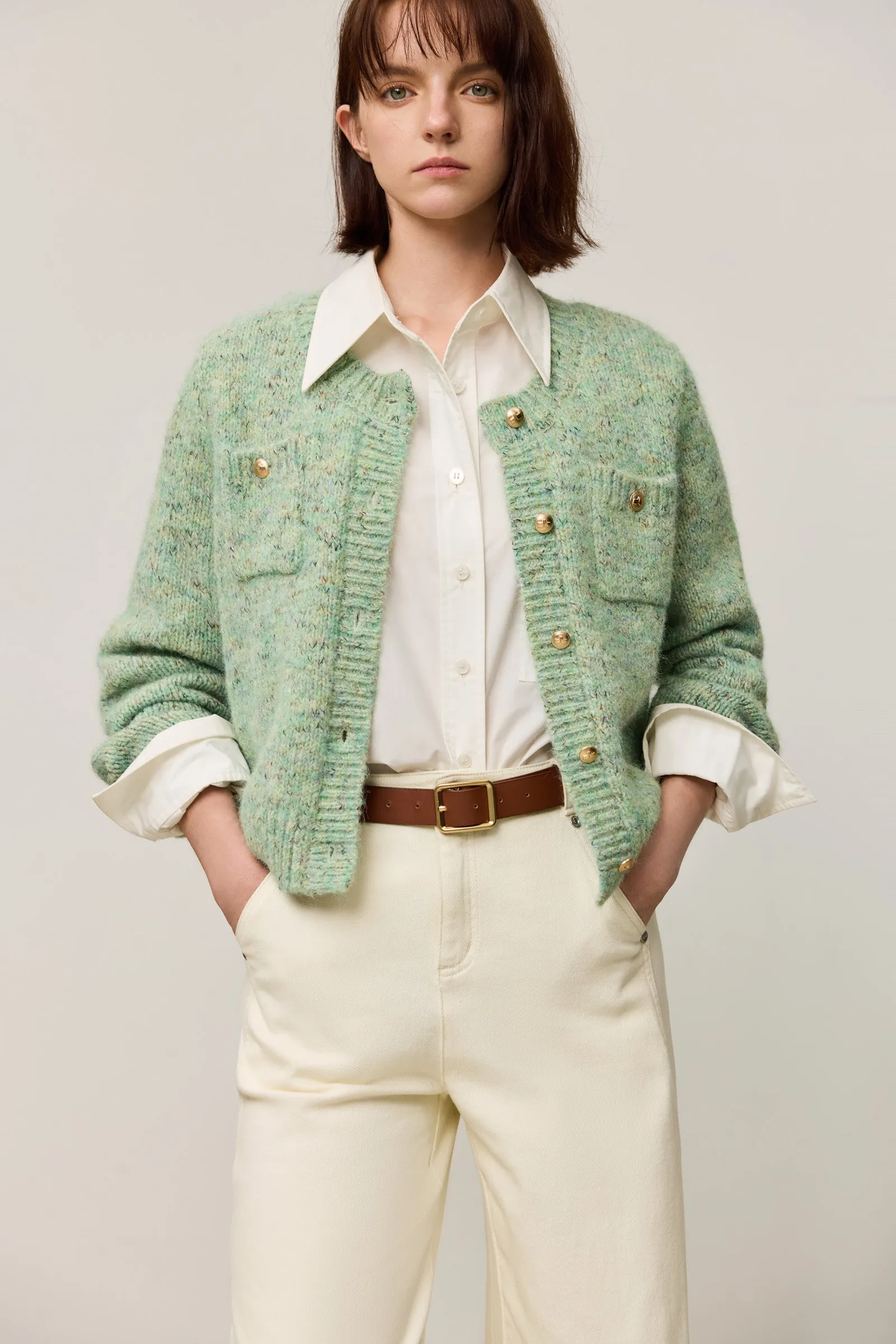 LILY Tweed Textured Knit Cardigan Jacket