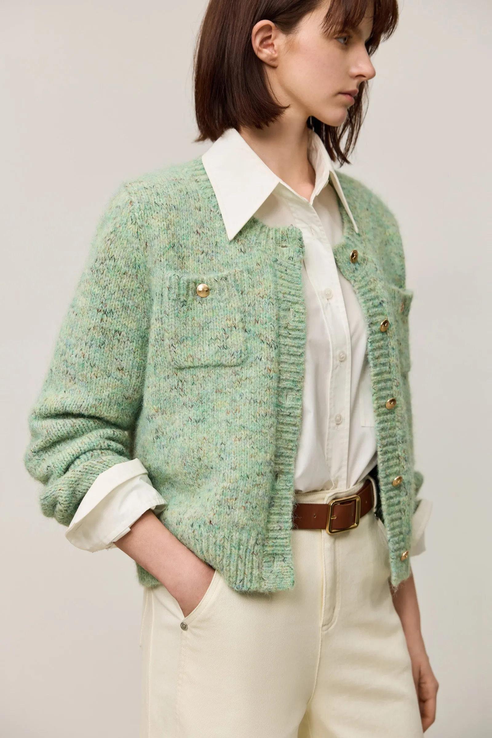 LILY Tweed Textured Knit Cardigan Jacket