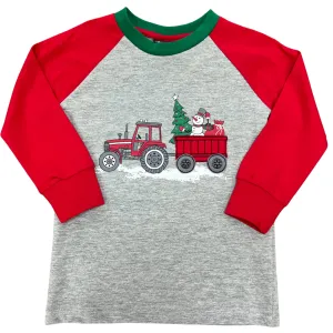 Long Sleeve Christmas Tractor Raglan Top