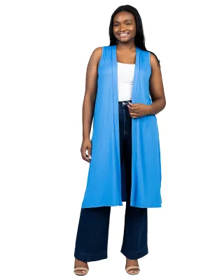 Long Sleeveless Plus Size Cardigan Vest