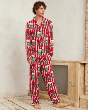 Men's Christmas Dog & Wreath Print Long Pyjama Set