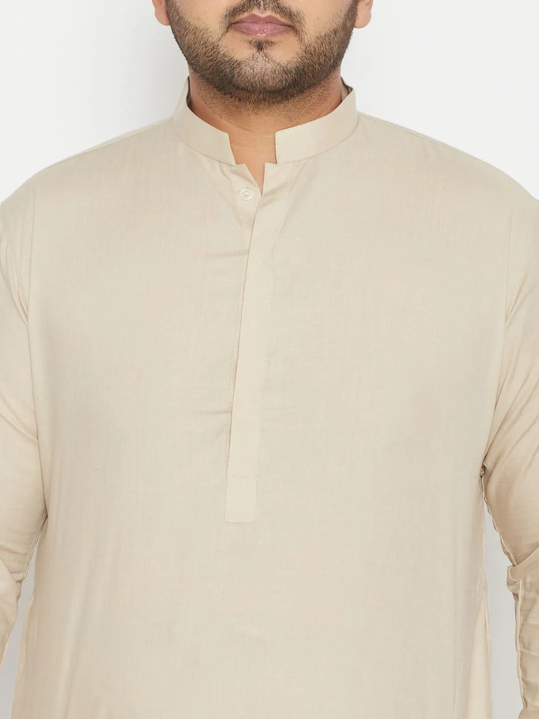 Men's Plus Green Cotton Blend Pathani Set - Vastramay