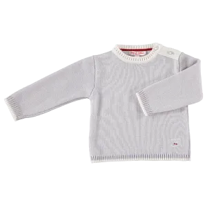 Merino Baby Jumper with Sheep Motif - Pearl Grey