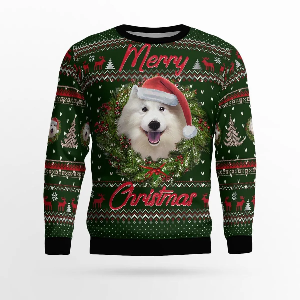 Merry Christmas Samoyed Aop Christmas Ugly Sweater, Gift for Dog Lovers