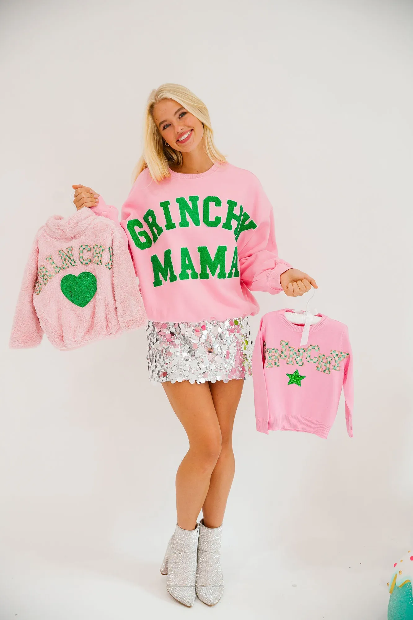 MINI KIDS GRINCHY STAR PINK SWEATER