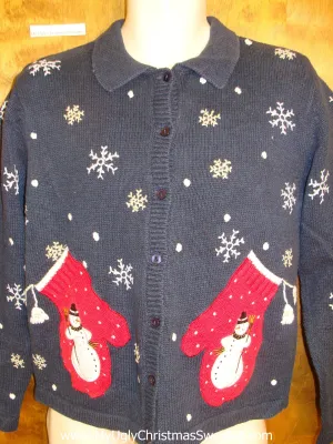 Mitten Pockets Horrible Ugly Christmas Sweater Cardigan