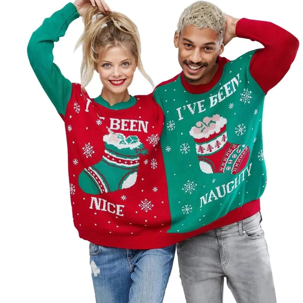 Naughty & Nice Couple's Christmas Novelty Blouse