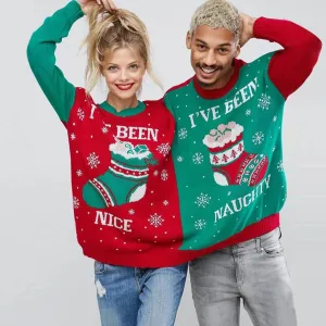 Naughty & Nice Couple's Christmas Novelty Blouse