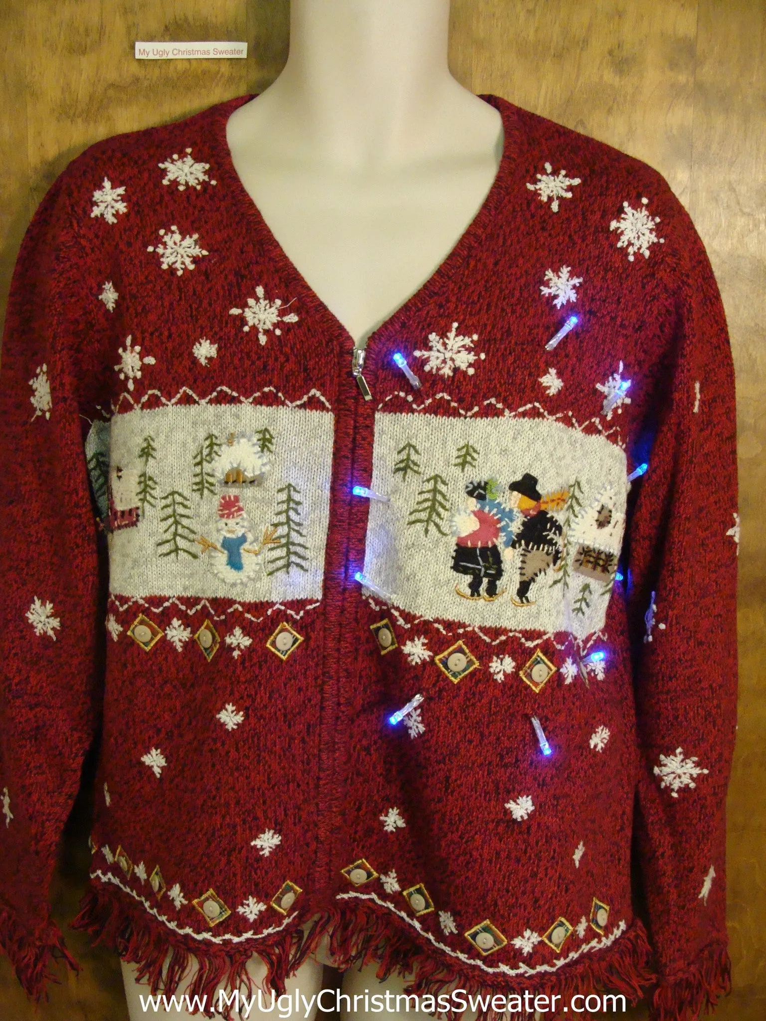 Nordic Ice Skaters Light Up Ugly Xmas Sweater