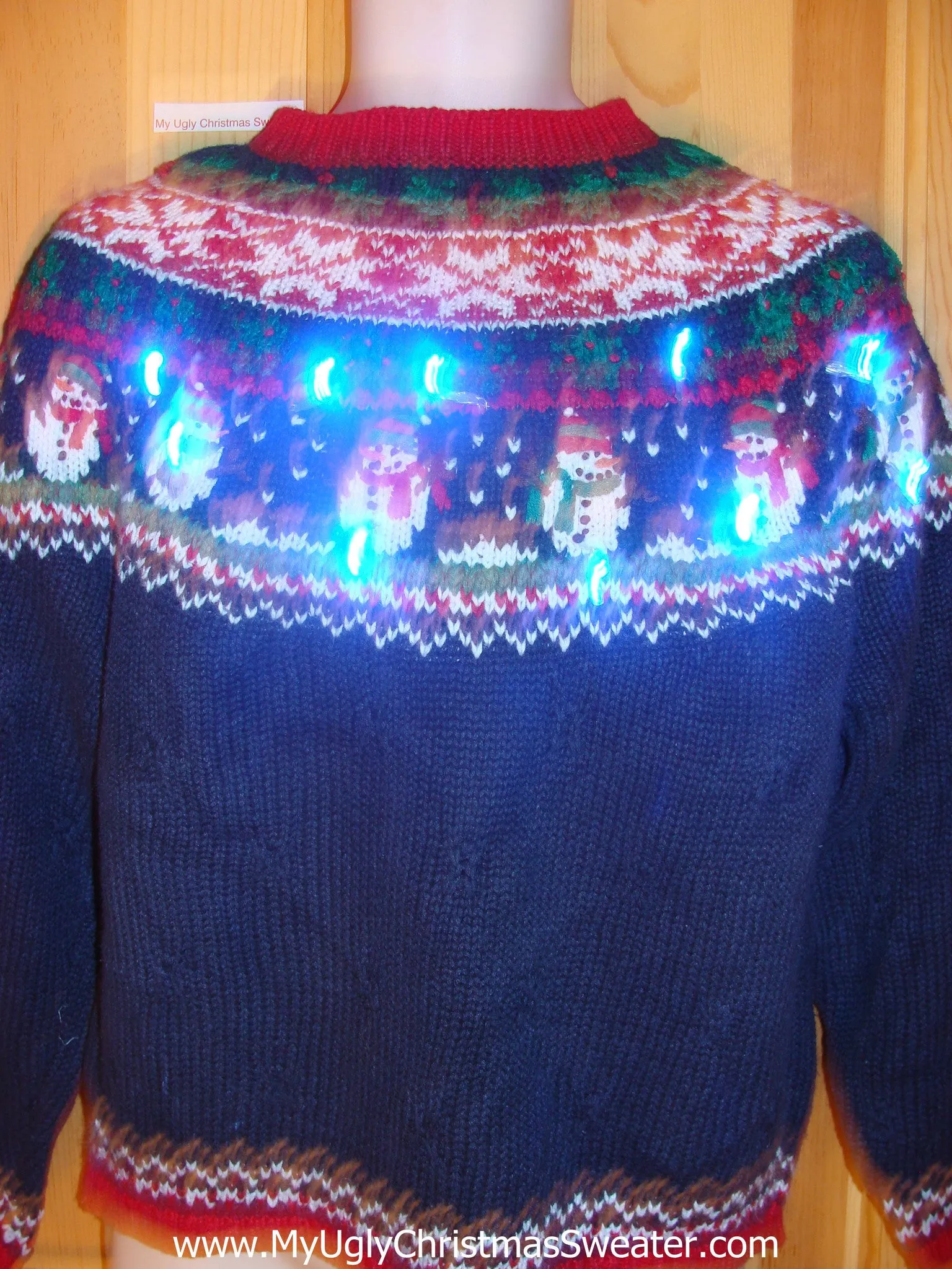 Nordic Snowmen Light Up Christmas Sweater