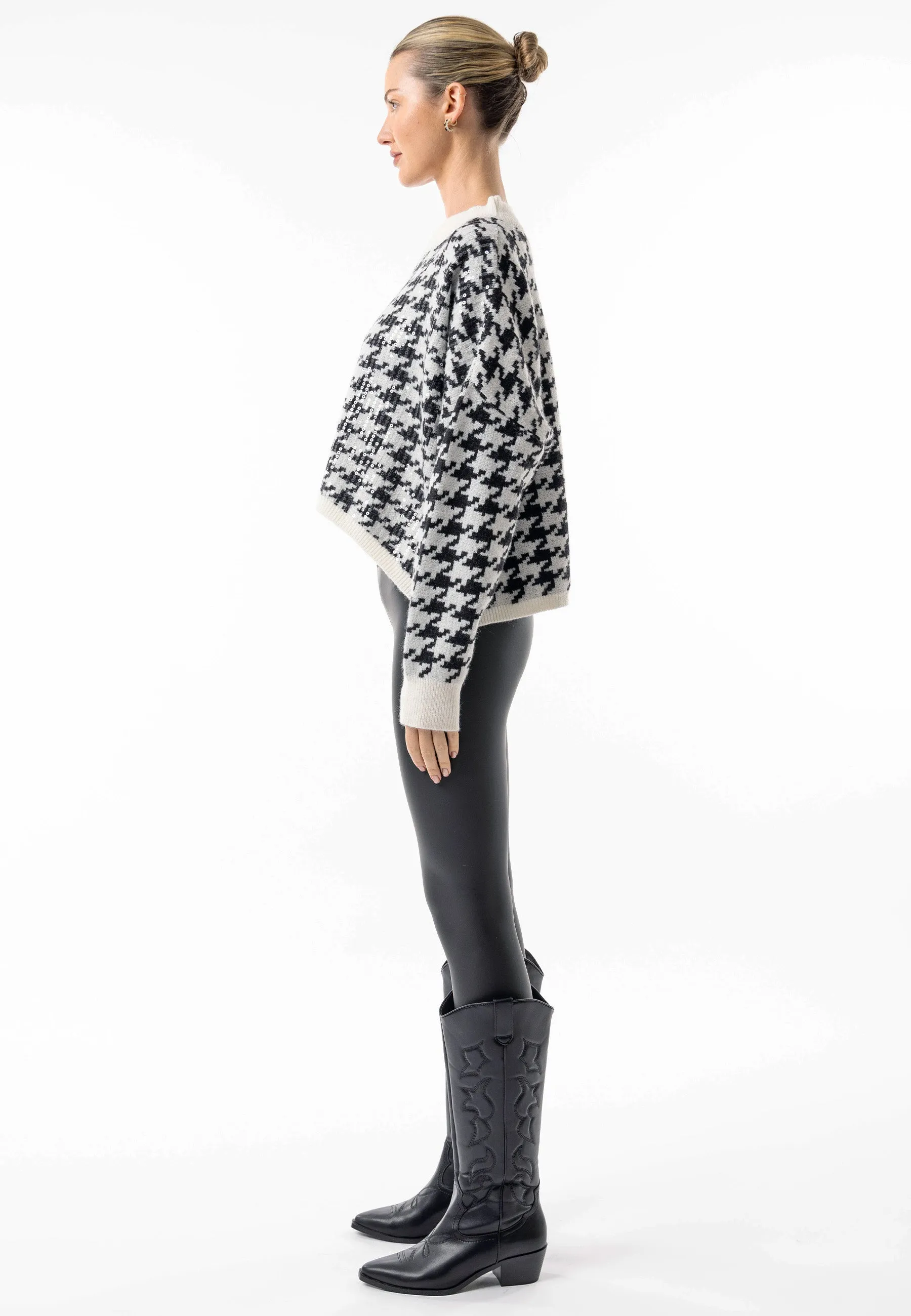 Oversized Sequin Houndstooth Jumper