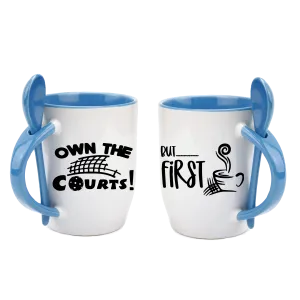 Own the Courts But First Coffee | Pickleball Coffee Cup | Fun Pickleball Gifts