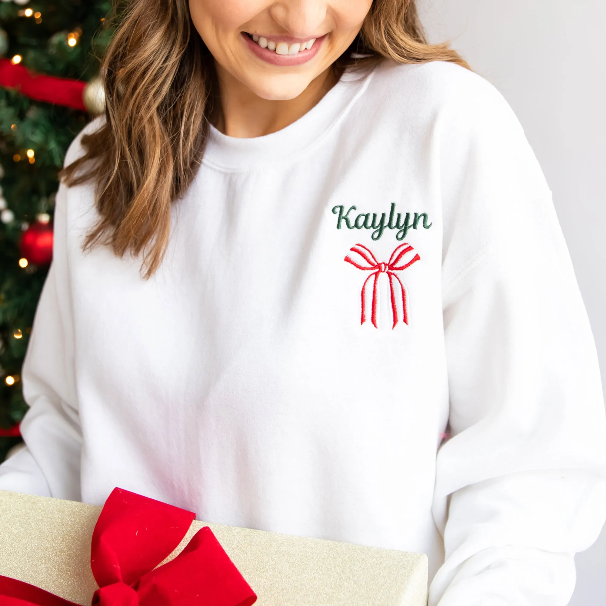 Personalized Striped Ribbon Embroidered Gemma Sweatshirt