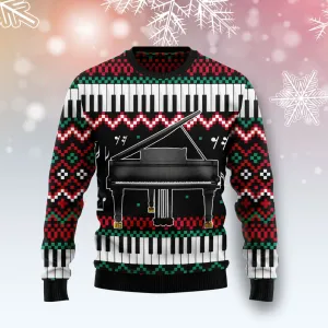 Piano Awesome Pattern Ugly Christmas Sweater, Idea Gift for Piano Lovers