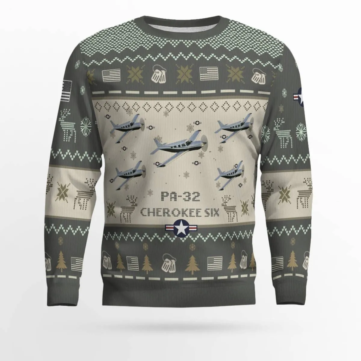 Piper PA-32 Cherokee Six PA32 Aircraft Ugly Sweater, Ugly Sweater Christmas Shirt for Men Dad Veteran