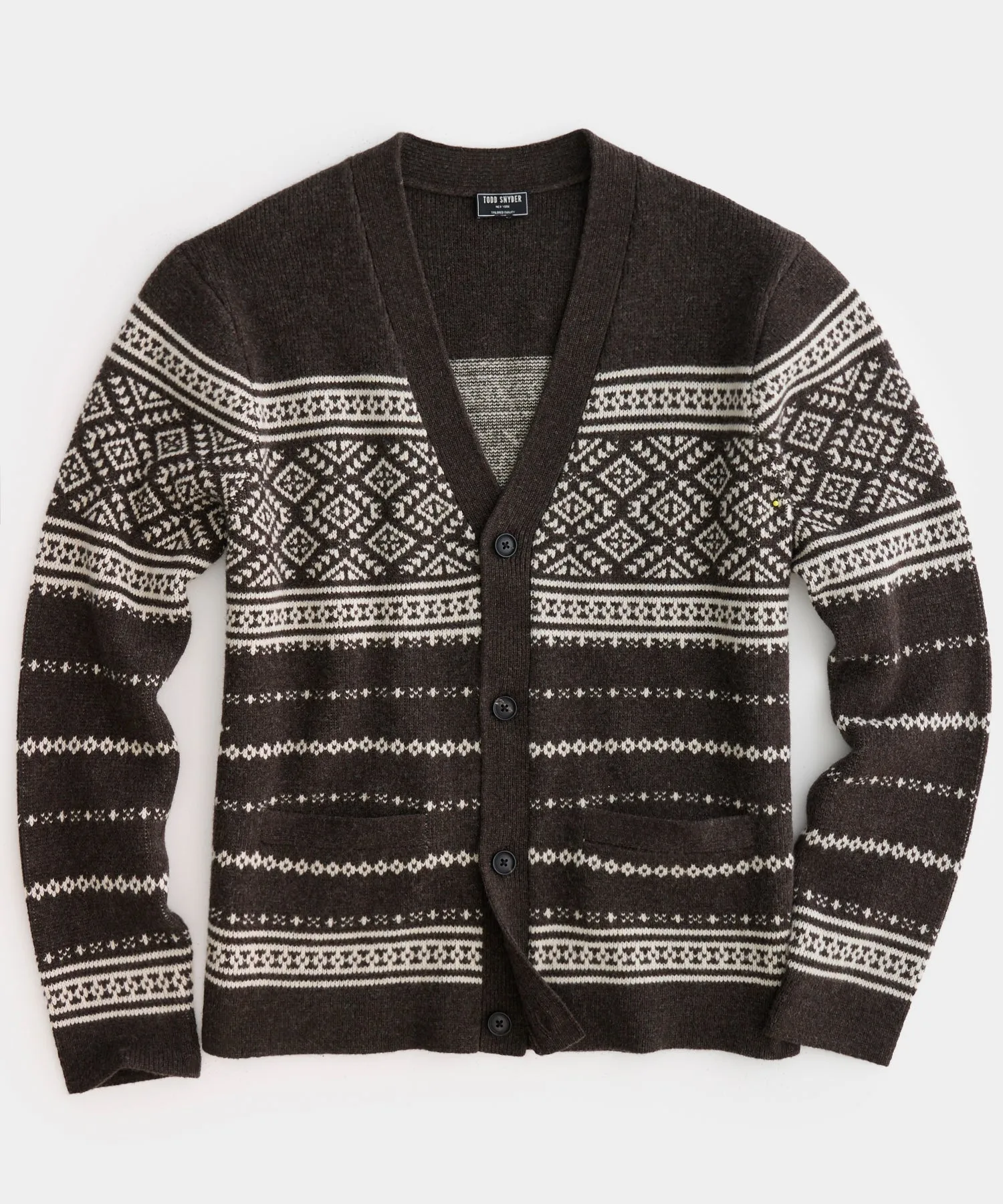 Placed Fair Isle Cardigan in Brown