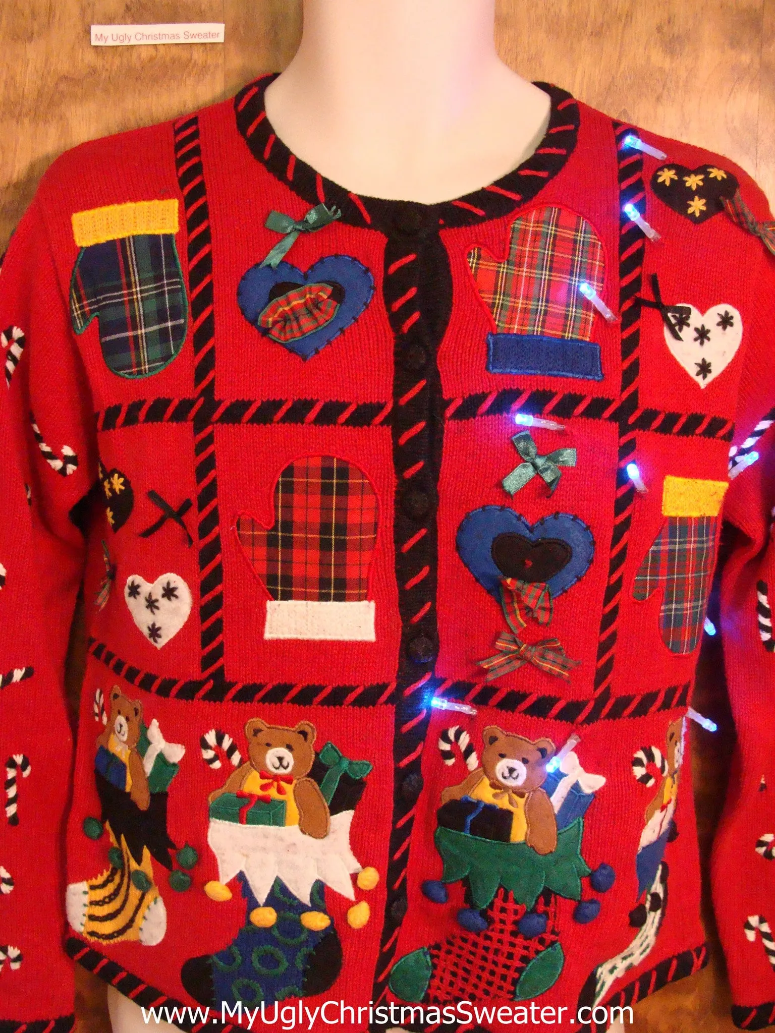 Plaid Party Light Up Ugly Xmas Sweater