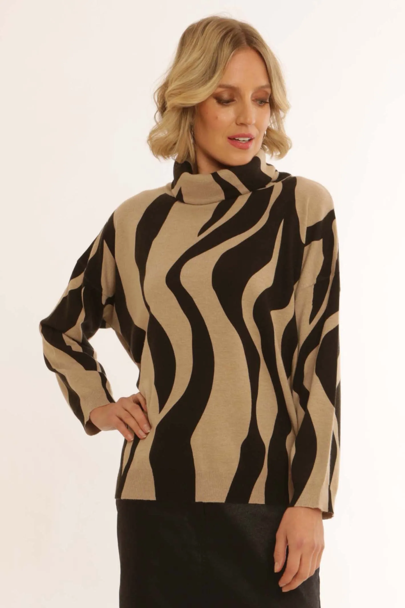 Pomodoro Clothing Zebra Roll Neck 42456